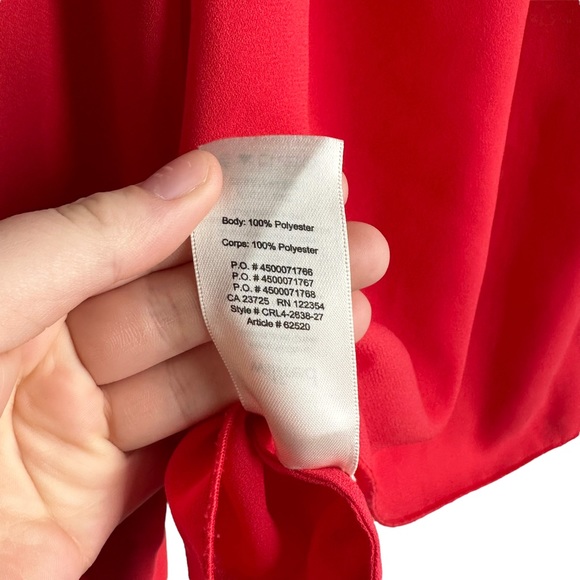 Aritzia Wilfred Off the Should Ruffle Morel Blouse Bright Red - Size Large - Picture 8 of 8